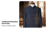 Men's Zhongshan Jacket, Chinese Style, Classic Elderly Outerwear, Thick Tang Coat