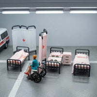 1:64 Scale Hospital Diorama Detailed Miniature Ward with Wheelchair for Tabletop Layout, Photo Setups