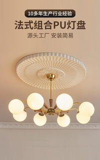 法式pu灯盘天花板仿石膏花纹圆盘灯座吊顶装饰造型可上漆圆形花盘