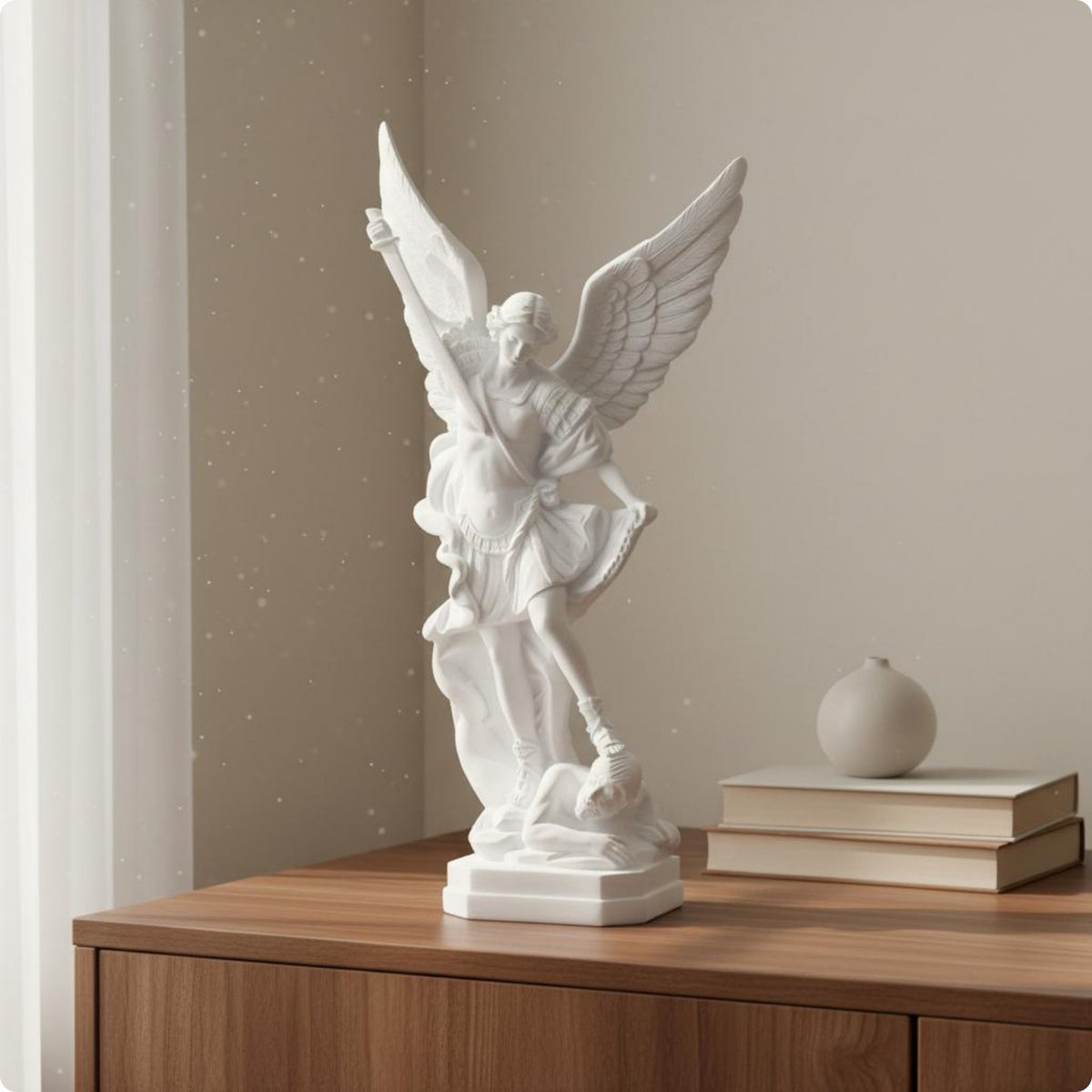 Archangel Michael Statue Pure White Archangel Michael Sculpture Resin