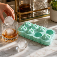 Silicone Sphere Ice Cube Tray with 8 Cavities, Easy Release Round Ice Ball Maker for Home and Commercial Use
