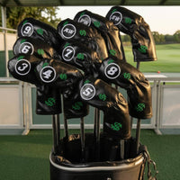 10 Pieces Soft Cushioned Soft Fabric Lining Golf Iron Head Cover Waterproof Golf Club Head Cover Dust Resistant Sports Gear Protectors PU Material for Golfers