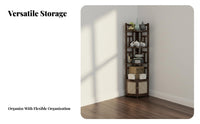 Traditional Design Multi-Tier Corner Shelf Multipurpose Display Rack Stable Construction Storage Furniture Easy Assembly for Collectors, Apartment Dwellers, Living Room, Bedroom, Hallway, Bathroom