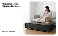 Dual-Level Caway Fromee Table Minimalist Design Living Room Furniture Modern Design With Storage Shelf for Apartment Dwellers