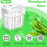 8 Pieces Transparent Acrylic Aquarium Bracket with Hooks for Fish Tank Decoration and Hydroponic Plant Hanging Basket