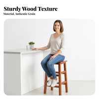 Four-Legged Wooden Stool Space-Saving Unadorned Wooden Seat Easy to Clean