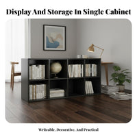 Black Grid Bookcase Multipurpose Modular Cube Storage Organizer with Engineered Wood Material and Open Design Suitable for Renters Homeowners Balcony Bedroom Entryway