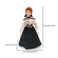 Vintage Style Ceramic Dollhouse Doll Cloth Porcelain Doll with Stand Posability Miniature Porcelain Lady Cute for Collectors