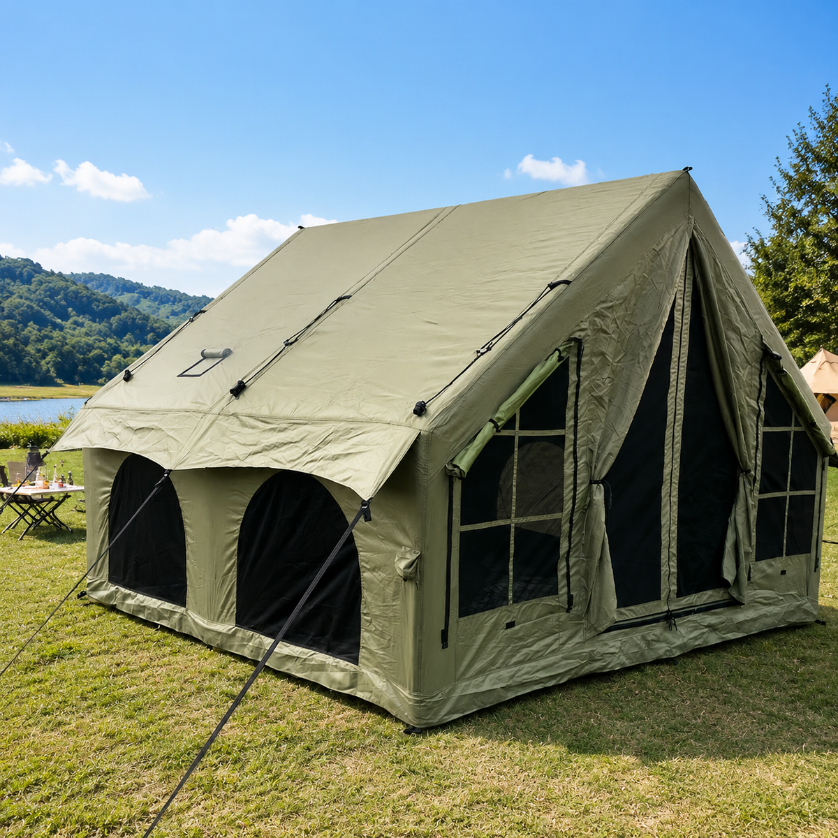 Inflatable Tent 4-6 Person Waterproof Oxford Fabric 4 Season Family Air Tent