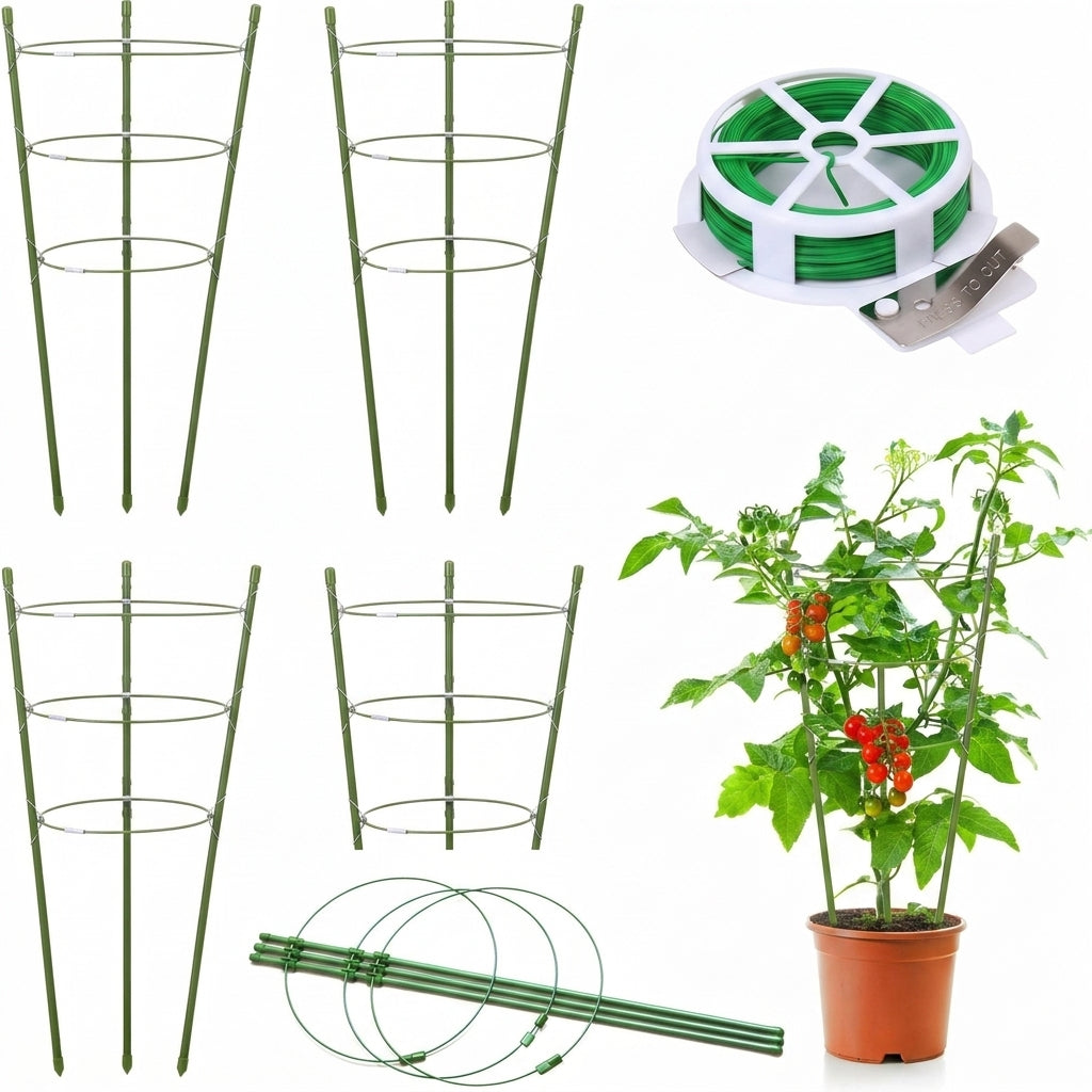 Garden Trellis for Climbing Plants and Vegetables Garden Stakes for Plant Support, Round Stackable Tomato Cage, Potted Plants