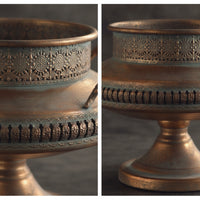 Metal Planter Aged Urn Planter Pedestal Decorative Urn for Tabletop, Entryway