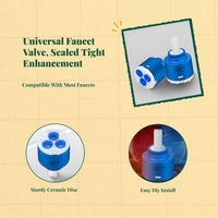 Universal Faucet Valve faucet insert, Bathroom and Kitchen Replacement, Hot & Cold blender, No-Drip, Effortless Control
