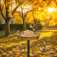 Garden Art Feeder, Outdoor Feeding Station, Weather Resistant Metal Construction, Sturdy Ground Insert for Wild Birds