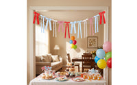 Bow Garland with Lace Ready to Hang Ribbon Bow Garland Vintage Ribbon Banner for Party Planners, Diy Decorators, Infant Shower, Candy Table, Mantel