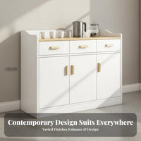 Multi-Door Table Thickened Panels Sideboard Strong Load-Bearing Storage Furniture for Office Workers, Hosts, Living Room, Kitchen, Entryway