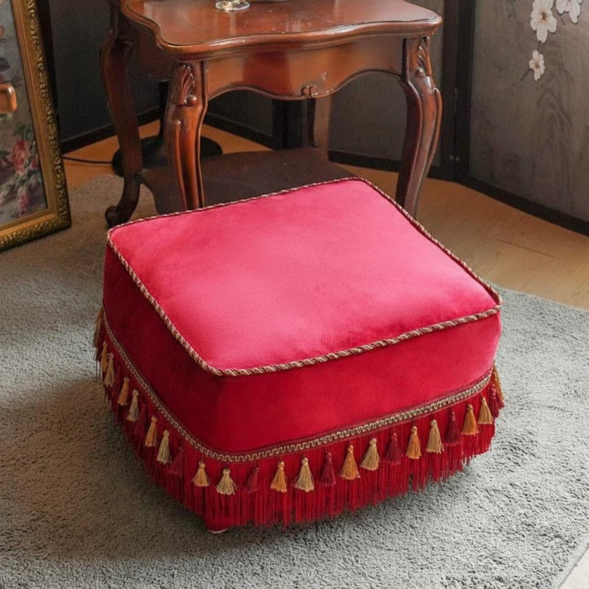 Round Tufted Floor Pillow additional Comfort Round Pouf Seat Good resilience for Readers