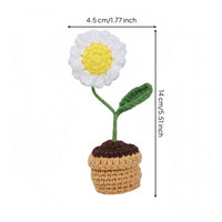 Crochet Flower Pot Maintenance Crocheted Potted Flower Gift Table Ornament for Office Desk, Living Space