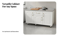 Kitchen Storage Unit Standing Kitchen Cupboard Stainless Metal Surface Modular Design Easy to Clean Cabinet with Drawers and Shelved Compartments Suitable for Families Utility Room Homeowners Home Decoration