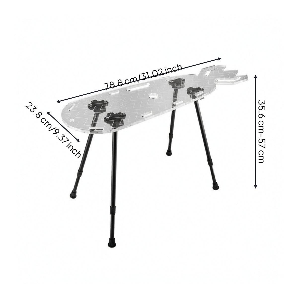 Transparent Acrylic Table with Metal Legs Easy to Store Marine Creature Shaped Table Lightweight Stable for Travelers