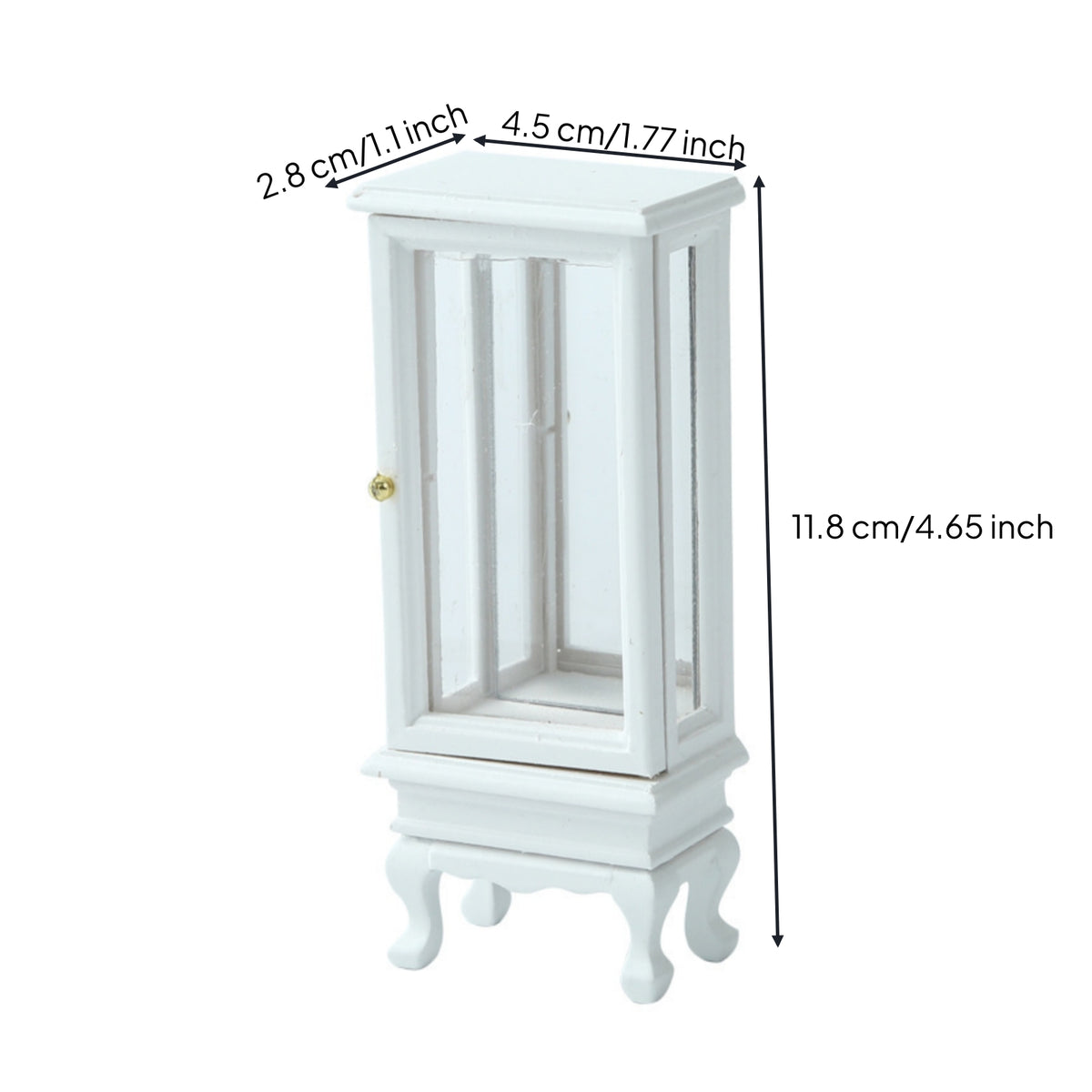 1:12 Scale Miniature Display Cabinet Glass-Fronted Miniature Display Case Collectible Dollhouse Cabinet Vintage-Style for Diorama