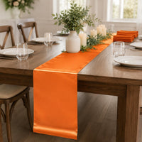4 Pieces Orange Satin Table Runner Reusable Polyester Satin Runner Long-Lasting