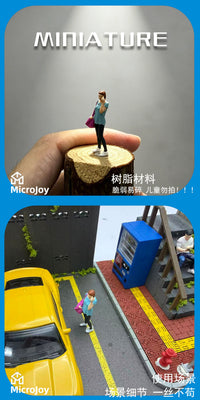 1/64微缩仿真人偶模型树脂涂装成品小人大背包打电话女玩具摆件