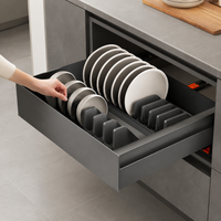 Kitchen Drawer Under Sink Storage Cabinet Slide-Type Dark Gray 1 Tier Silent Rail Metal