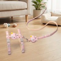 Cat Harness and Leash Set with Cartoon Applique, 2 Pack H-Style Adjustable Cat Leash for Outdoor Training, Comfortable Walking Gear (Pink/Blue)