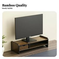 Space-Saving Monitor Stand with Drawer Ample Storage Screen Riser with Drawers Sturdy & Stable Desktop Organizer Ergonomic Design for Office Workers, Students, Gamers, Study Room, Workstation