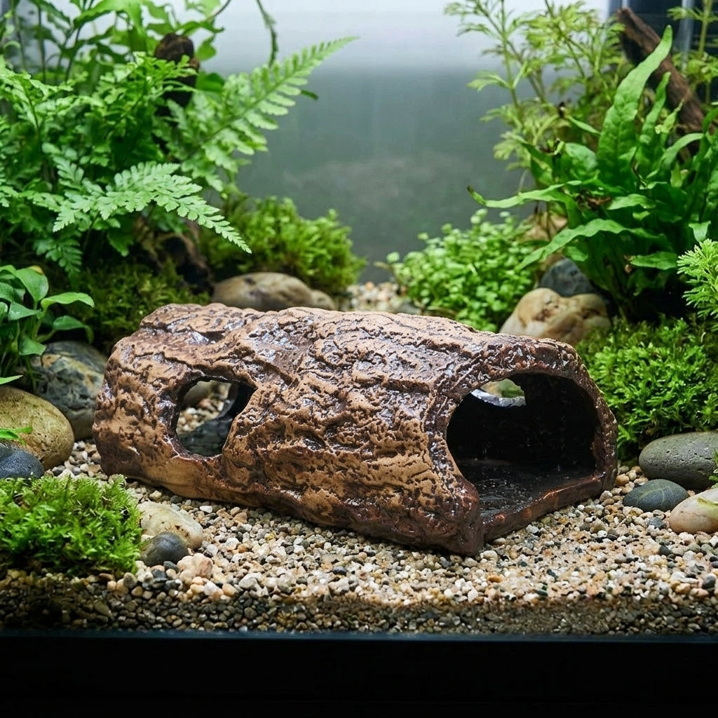 Leopard Gecko Shelter, Aquarium Ornament, Hideout, Cave-Type Shelter, Tank Hideout, Ceramic, Brown, Beige