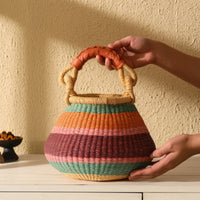 Wicker Storage Basket Practical Basket with Handle Boho for Shelf Styling