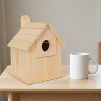 Wooden Birdhouse Nest Box with Perch, Solid Wood Birdhouse for Garden, Outdoor Bird Nest Set for Universal Bird Species, Sloped Roof Style