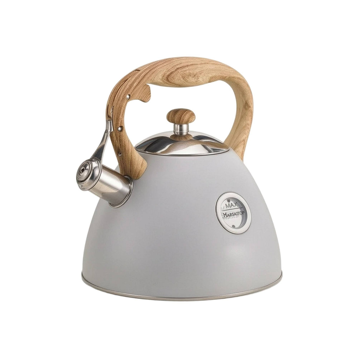 Whistling Tea Kettle Woodwooden-Finish Tea Kettle with Whistling Spout Rust Resistant Cookware for Homeowners