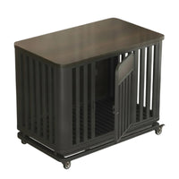 Dog Crate with Wheels Multipurpose Dog Crate with Pull-out Tray Decorative Wooden Kennel for Small Dogs