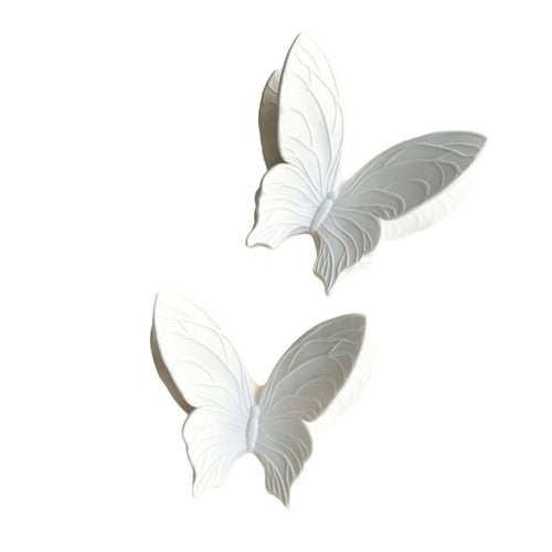 2 Pieces Butterfly Plaster Piece White Wall Decor Easy to Paint