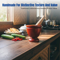 Wooden Mortar and Pestle, Thai Style, Handmade, Solid Wood, Multi-Size for Chicken Feet, Cucumber, Kitchen, Commercial