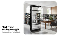 Steel Library Bookshelf Heavy Duty Freestanding Archive Shelving Sturdy Construction Multi-Tier File Shelf for Students, School Administrators, Study