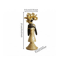 African-Themed Figurine Shiny Finish African Lady Statue Textured Home Decor