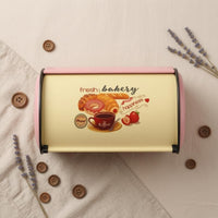 Retro Bread Box Bakery Print Hinged-Top Loaf Box Countertop