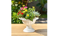 Roman Pedestal Planter Ribbed Planter with Pedestal Elegant for Balcony