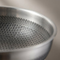 Frying Pan for Stir Fry and Home Cooking, 34cm Large Stainless Steel Wok with Lid, 2kg Weight Pan for Induction Hob, Versatile BBQ Cookware