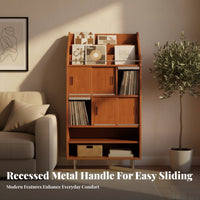 Mid-Centuryera Modern design Magazine Rack Cabinet Vintage Aesthetic Storage Furniture Space-Saving Sideboard adaptable Use for Apartment Dwellers, Interior Design fans, Living Room, Small Spaces, Home Office, Entryway