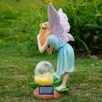 Solar Fairy Statue Illuminate in the Dark Resin Angel Statue LED Lights for Yard