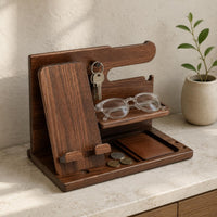 Bedside Organizer Tray Minimalist Wooden Phone Dock Versatile for Office