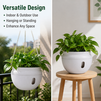 Matte Hanging Planter, Tapered Hanging Pot with Drainage Hole, Lightweight Hanging Basket with Chain for Indoor Outdoor Plants