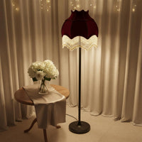 Beaded Tassel Lampshade Deep Burgundy Beaded Fringe Shade Vintage
