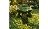 Monkey Bird Feeder Weatherproof Ape Bird Feeder Weather-Resistant Monkey Statue with Leaf Bowl for Gardeners