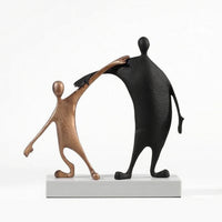 Abstract Human Figure Sculpture Minimalist Ornament with Marble Base Matte