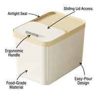 Airtight Rice Storage Container with Measuring Cup, Khaki Color Storage Bin, Easy Open Lid, Space Sa - Image 6