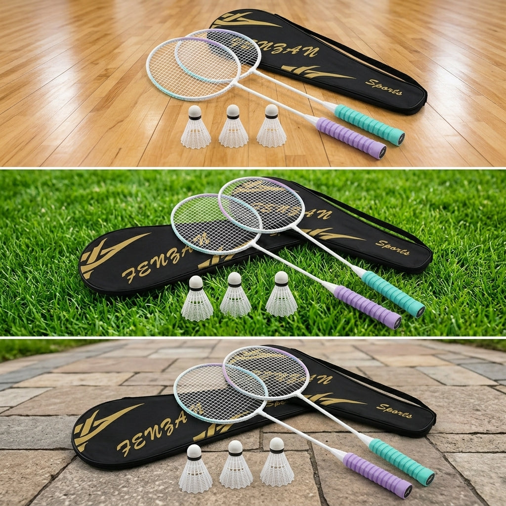 Wholesale Badminton Racket Set Outdoor Ultralight Split Racket for Adults Teens Campus Family Durable Single Double Racket Set